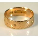 A 9ct gold band, 2.9g, size N/O
