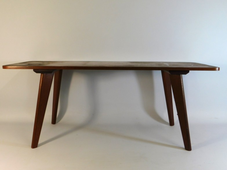 A 1970's retro teak coffee table, 42in wide x 16.5