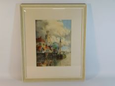 A framed Dutch watercolour by Louis Van Staaten, i