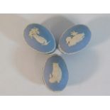 Three Wedgwood jasperware Easter eggs