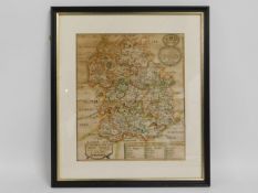 A framed Richard Blome map of Shropshire, dated 16