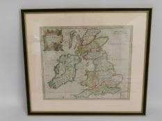 An early 18thC. framed map of Britannia by Robert