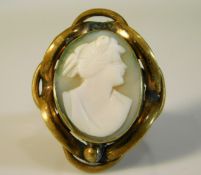 An 18ct gold shank with a cameo set on later added