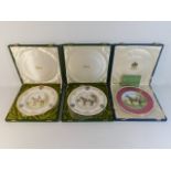 Three cased plates commemorating race horses Athen