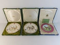 Three cased plates commemorating race horses Athen