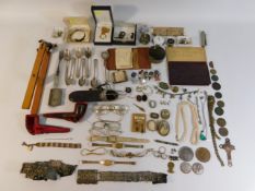 A quantity of costume jewellery & fashion items including sporting medals, nurses belt a/f, some sil