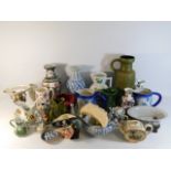 A Masons jug, a Dartmouth pottery glug glug jug, a Royal Doulton character jug & other ceramic items