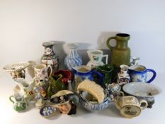 A Masons jug, a Dartmouth pottery glug glug jug, a Royal Doulton character jug & other ceramic items