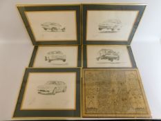 Five hand signed prints featuring rally car driver