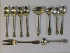 A selection of silver spoons, two master salts & o