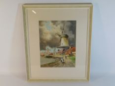 A framed Dutch watercolour by Louis Van Staaten, i