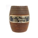 A teak match holder made from the timbers of HMS C