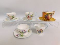 Three Shelley Wild Flowers 13668 cups & saucers wi