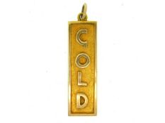 A yellow metal pendant marked GOLD, electronically