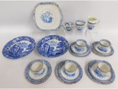 A nineteen piece antique blue & white porcelain te