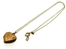 A 9ct gold necklace & pendant, chain knotted, 3.2g