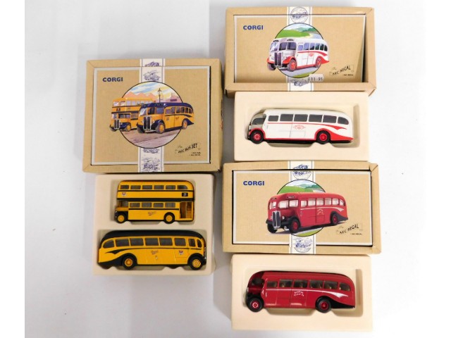 Three boxed sets of Corgi AEC Regal diecast model