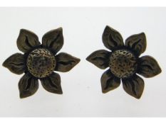 A pair of Birmingham silver flower earrings, 18mm