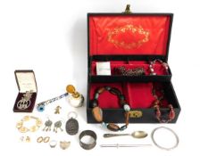 A quantity of costume jewellery including a silver