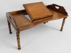 A Victorian mahogany Butler's tray with collapsabl
