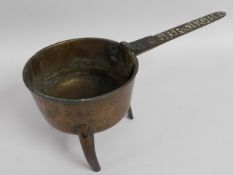 A Georgian 18thC. Wasbrough bronze skillet, repair