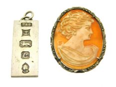 A silver mounted cameo, 44mm x 34mm, twinned with