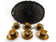 A Japanese gilded lacquerware set of cups & saucer
