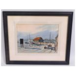 A framed Josiah J. Sturgeon watercolour of docksid