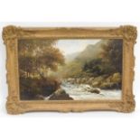 A 19thC. oil of river within landscape set within