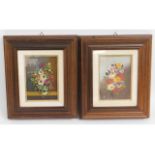 A pair of modern oil floral still life paintings,