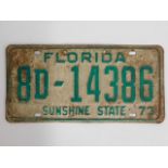 A vintage Florida Sunshine State number plate, 12i