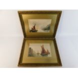 Two 1920's watercolours of sail boats by E. Astle,