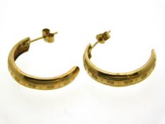 A pair of 9ct gold half hoop earrings, 0.7g