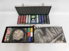 A case full of gaming chips twinned with a Casino