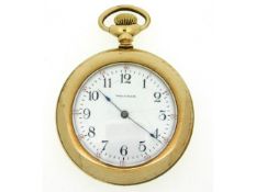 A Waltham gold plated pocket watch, running order,