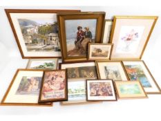 A quantity of prints & pictures including five wat