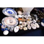 A quantity of mixed ceramics including two Poole pottery seasonal dishes, Booths Real Old Willow tea