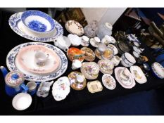 A quantity of mixed ceramics including two Poole pottery seasonal dishes, Booths Real Old Willow tea