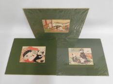 Three mounted Japanese erotica prints schools of H