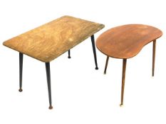 Two retro tables including kidney shape, largest 2