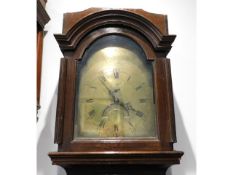 A John Howard, Brentford long case clock with brass dial, oak case a/f, 79.25in tall