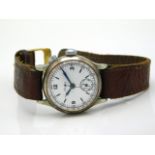 A vintage gent's Breitling chronograph wristwatch with leather strap, case 27mm diameter, currently