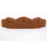 A carved walnut plaque "Sharron-119" believed to have connection to the Australian air force, 22.125