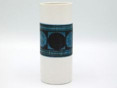 A Troika pottery cylindrical vase by Honor Curtis, bought in 1968, St. Ives mark to base, 5.375in ta