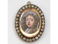 Jean Petitot (1607-1691), a miniature portrait of James II wearing curled hair & lace cravat, set wi