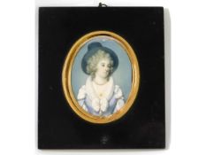 In the style of Richard Crosse (1742-1810), a miniature portrait of Mrs. Wells, actress, in characte