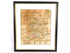 A framed Richard Blome map of Shropshire, dated 1673, 17.5in x 15.5in, including frame