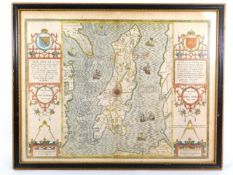 A framed John Speed map of the Isle of Man dated 1610, 23in x 18in including frame