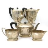 A five piece, 1947 Birmingham silver service by Elkington & Co. comprising teapot, coffee pot, hot w