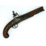 A c.1800 Belgian flintlock pistol with ELG over star proof mark to barrel, 16.25in long